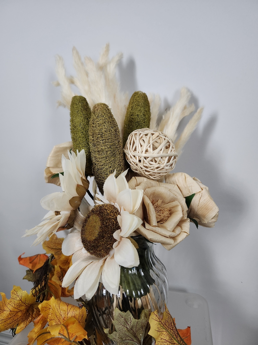 Flowers Fall Bundle Dried & Paper Neutral Olive Green Bobs Floral Arrangement